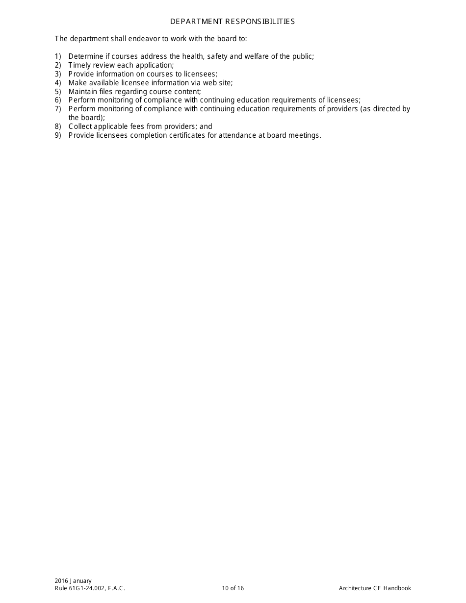 Form DBPR AID4003 Architecture Continuing Education Providers and Course Application, Page 10