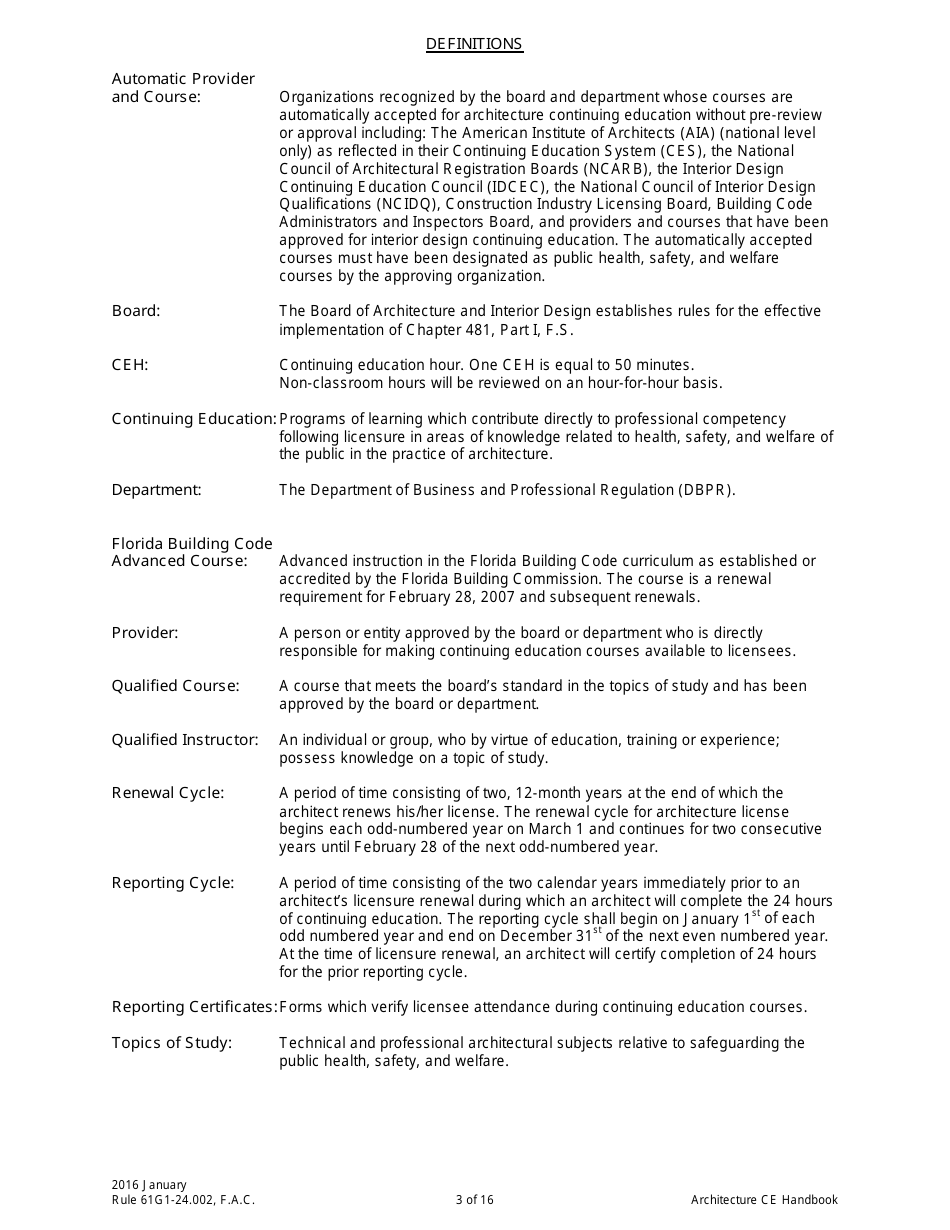 Form DBPR AID4003 Architecture Continuing Education Providers and Course Application, Page 3