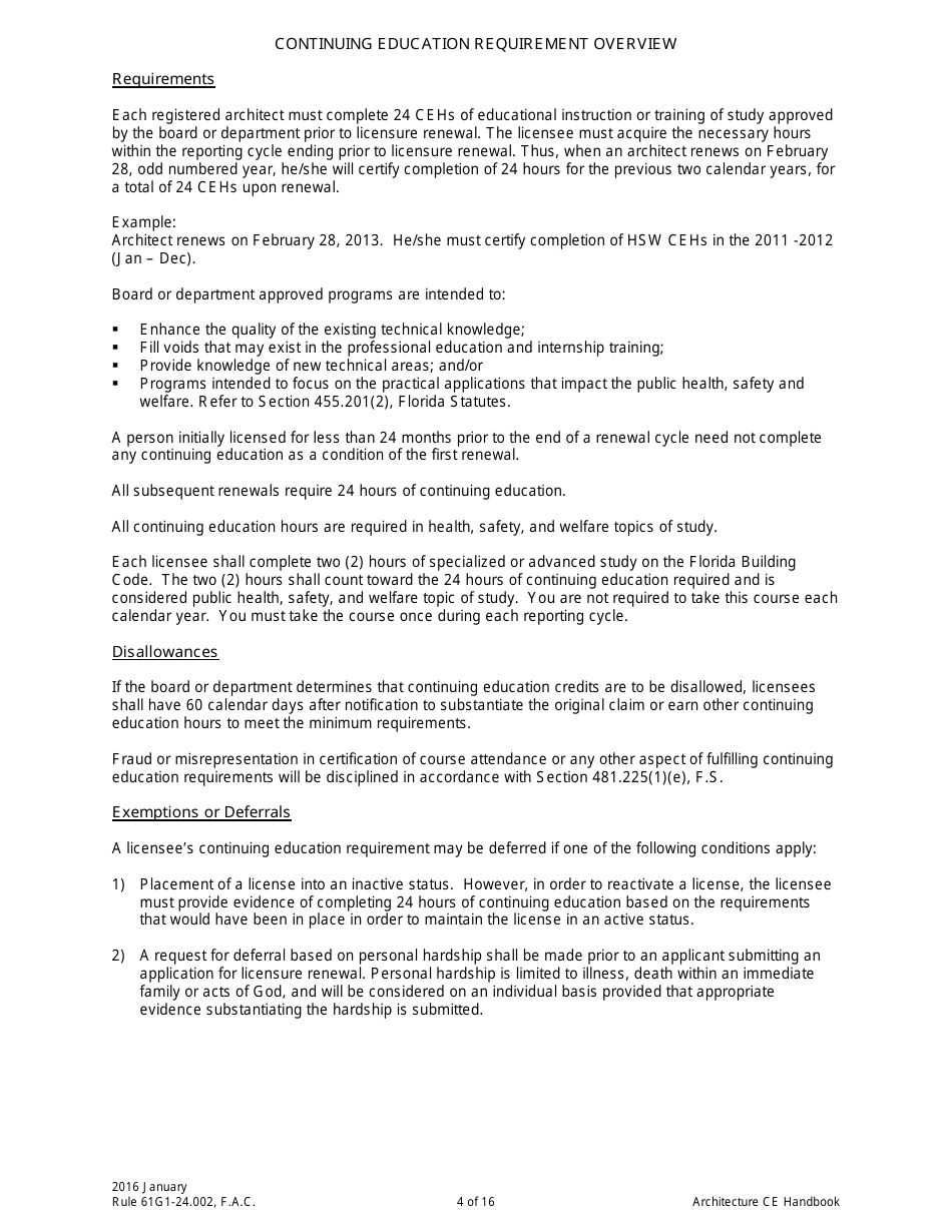 Form DBPR AID4003 Architecture Continuing Education Providers and Course Application, Page 4