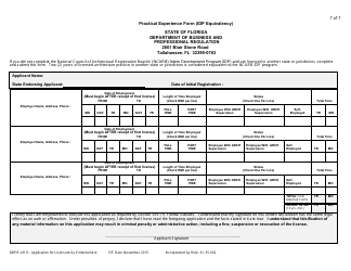 Form DBPR AR8 &quot;Application for Licensure by State or Direct Endorsement&quot; - Florida, Page 7