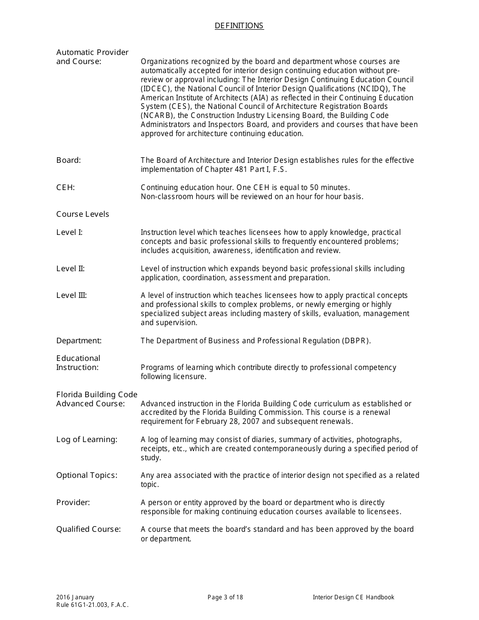 Form DBPR ID4002 Interior Design Continuing Education Providers and Course Application - Florida, Page 3