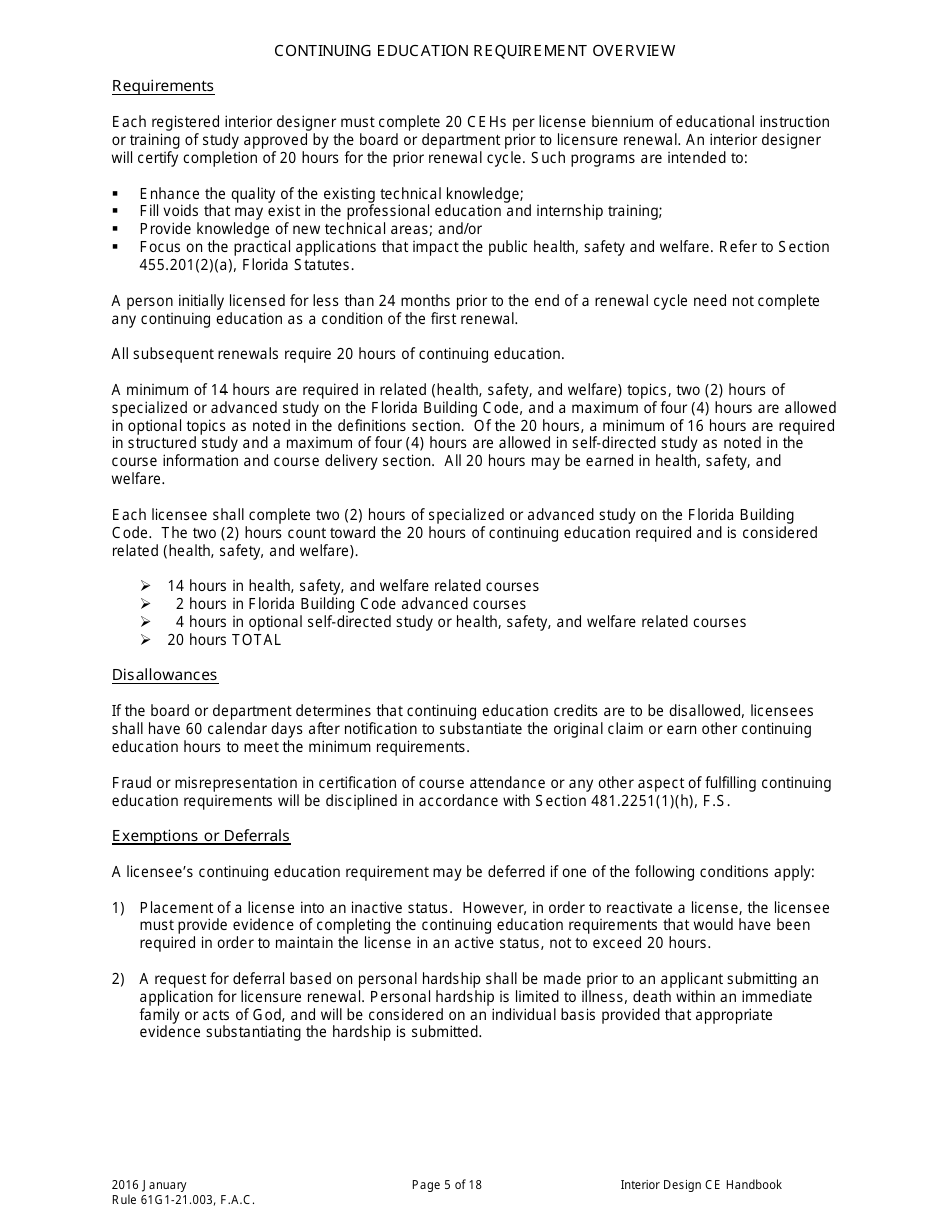 Form DBPR ID4002 Interior Design Continuing Education Providers and Course Application - Florida, Page 5