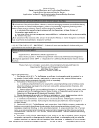 Form DBPR ID3 Application for Certificate of Authorization Interior Design Business - Florida