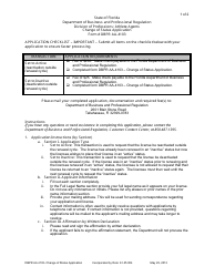 Document preview: Form DBPR AA-4103 Change of Status Application - Florida