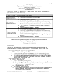 Document preview: Form DBPR ALU5 Application for Financially Responsible Officer - Florida