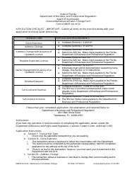 Form DBPR AU-4154 &quot;License Maintenance/Status Change Form&quot; - Florida