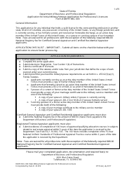 Form DBPR MVL003 Application for Initial Military/Veteran Application for Professional Licensure - Florida