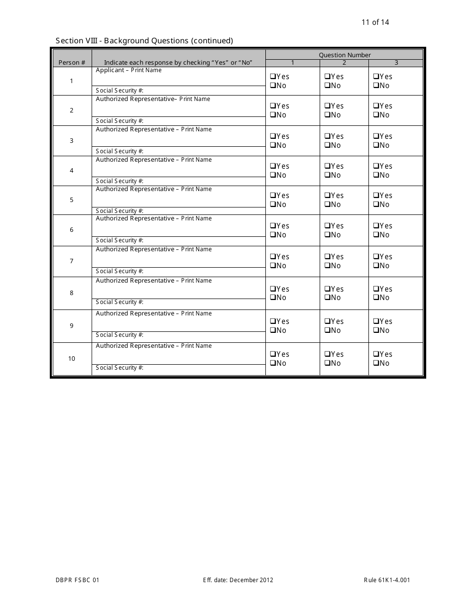 Form DBPR FSBC01 Application for Amateur Sanctioning Organization - Florida, Page 11