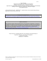 Form DBPR BCAIB11 &quot;Application for Authorization to Take the Principles and Practice Examination for Individuals Seeking Licensure Through an Internship Certification Program&quot; - Florida