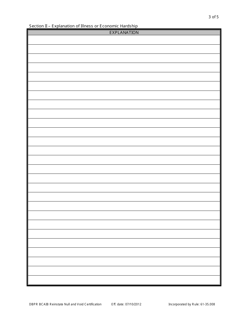 Form DBPR BCAIB9 Application to Reinstate Null and Void Certification - Florida, Page 3