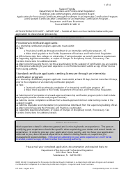 Form DBPR BCAIB12 &quot;Application for Provisional Certificate Through Enrollment in an Internship Certification Program and Standard Certificate After Completion of an Internship Certification Program - Inspectors and Plans Examiners&quot; - Florida