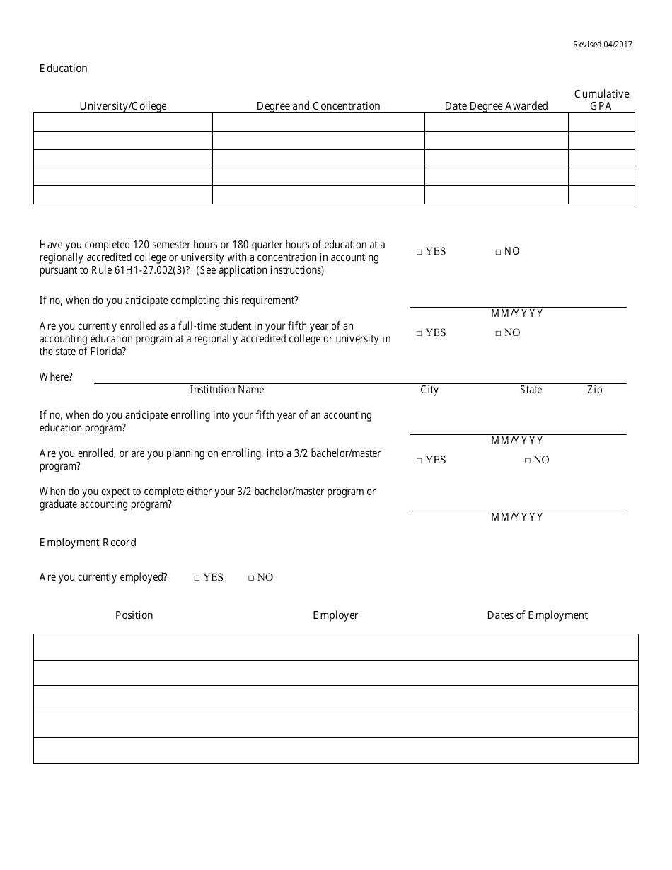Clay Ford Scholarship for 5th Year Accounting Students Application Form - Florida, Page 4