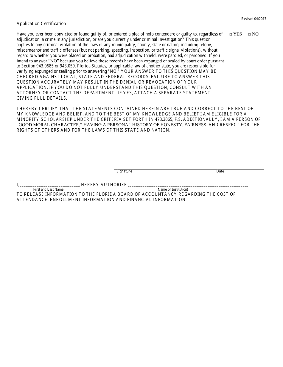 Clay Ford Scholarship for 5th Year Accounting Students Application Form - Florida, Page 6