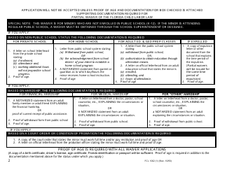 Form FCL1002 (1) Application for Waiver of Florida Child Labor Law - Child Labor Program - Florida, Page 2