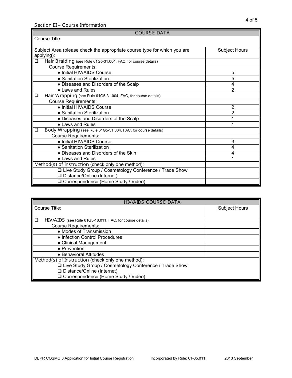 Form DBPR COSMO8 Fill Out, Sign Online and Download Printable PDF