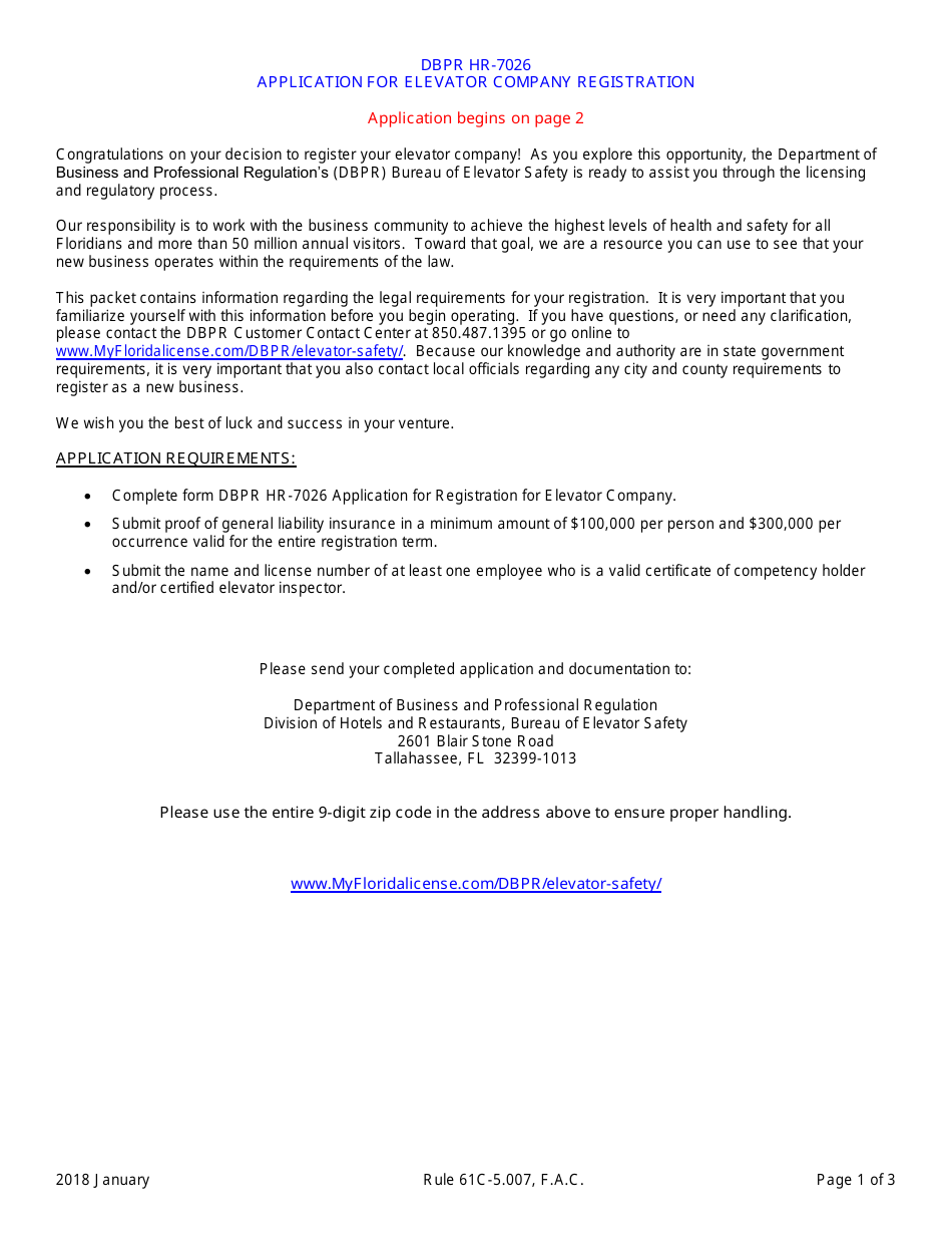 Form DBPR HR-7026 - Fill Out, Sign Online and Download Fillable PDF ...