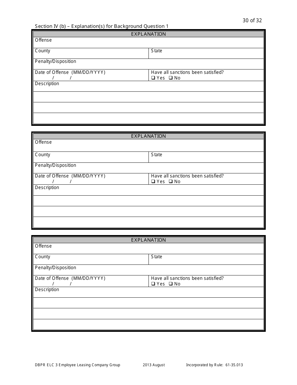 Form DBPR ELC3 Application for Licensure as an Employee Leasing Company Group - Florida, Page 30
