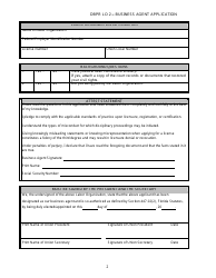 Form DBPR-LO2 &quot;Business Agent Application&quot; - Florida, Page 2