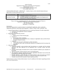 Form DBPR MRS0703 Continuing Education Course Provider Application - Florida