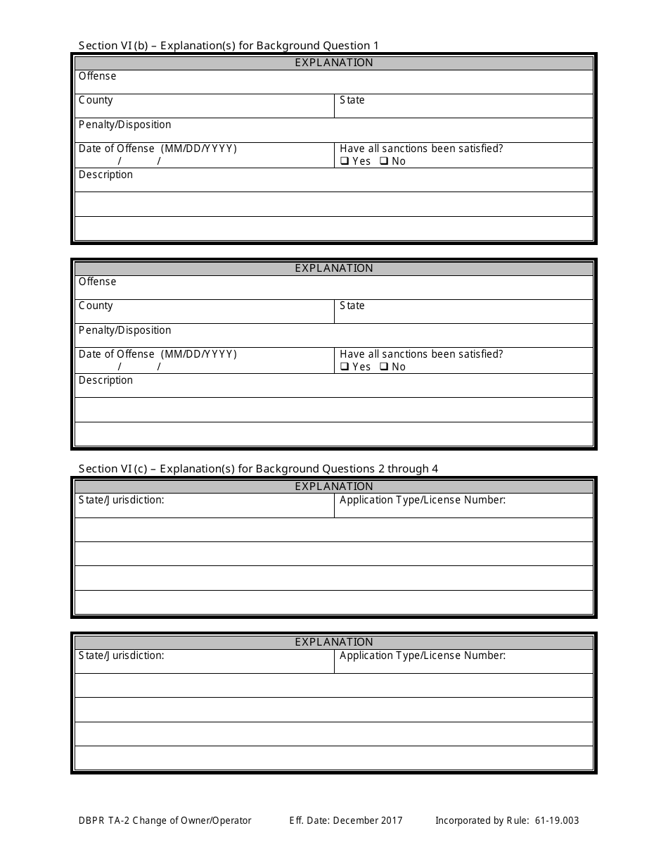 Form DBPR TA-2 Application for Change of Owner or Operator - Florida, Page 8