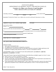 Form HSMV71142C &quot;Caregiver of a Minor, Not a Parent or Legal Guardian, for a Driver Application of a Minor&quot; - Florida