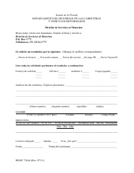 Document preview: Formulario HSMV73644 Solicitud De Reembolso En Cartera De Conducir - Florida (Spanish)