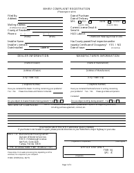 Form HSMV-81095 Mh/Rv Comnlaint Registration - Florida