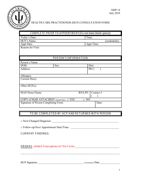 Form NDP14 Printable Pdf