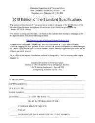 &quot;Edition of the Standard Specifications&quot; - Alabama, 2018