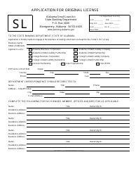 Form SL &quot;Application for Original License&quot; - Alabama