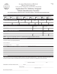 Form INV36-3 &quot;Application for Alabama Assigned Vehicle Identification Number for an Assembled Vehicle or Plate Only&quot; - Alabama