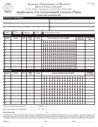 Form MV40-12-250 Application for Government License Plates - Alabama