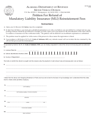 Document preview: Form MV MLI-008 Petition for Refund of Mandatory Liability Insurance (Mli) Reinstatement Fees - Alabama