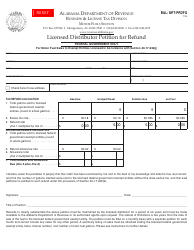 Document preview: Form B&L: MFT-PRDFG Licensed Distributor Petition for Refund - Alabama