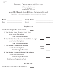 Form ADV-MH43 &quot;Monthly Manufactured Home Summary Report&quot; - Alabama