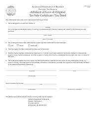 Form ADV: LD-3 &quot;Affidavit of Loss of Original Tax Sale Certificate/Tax Deed&quot; - Alabama