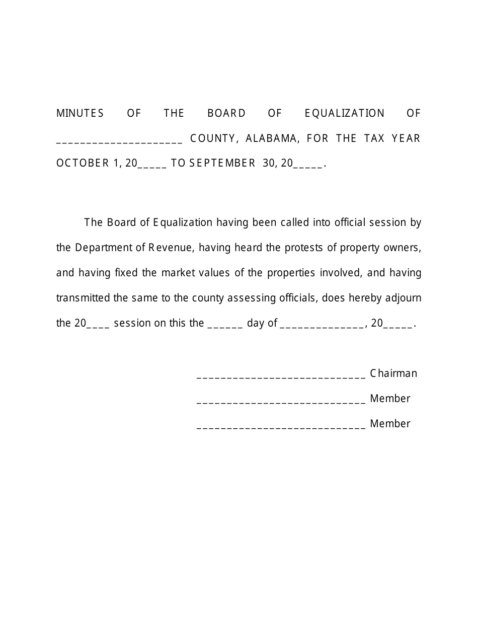 Board of Equalization Minutes - Alabama, Page 1