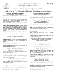 Instructions for Form B&amp;L: MFT-INS, B&amp;L:MFT-APP &quot;Motor Fuel Excise Tax License Application&quot; - Alabama