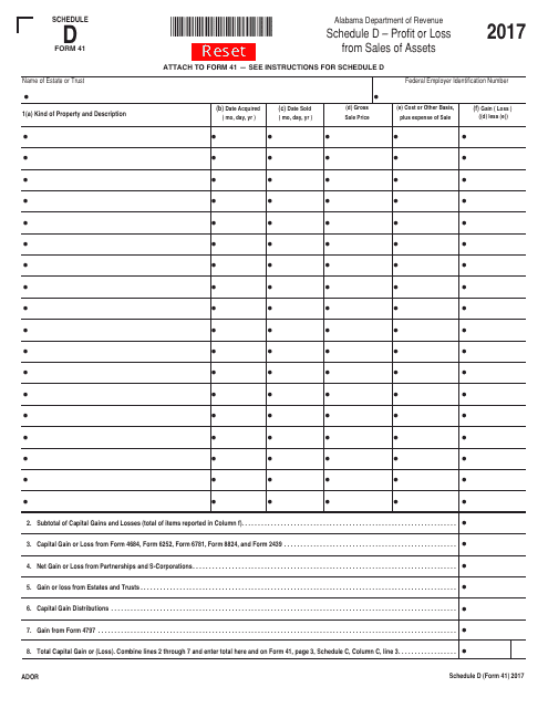 Form 41 Schedule D 2017 Printable Pdf