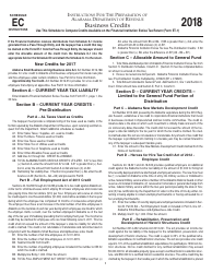 Instructions for Form ET-1 Schedule EC Business Credits - Alabama