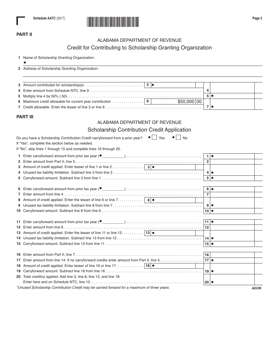 Schedule AATC Download Printable PDF or Fill Online Alabama