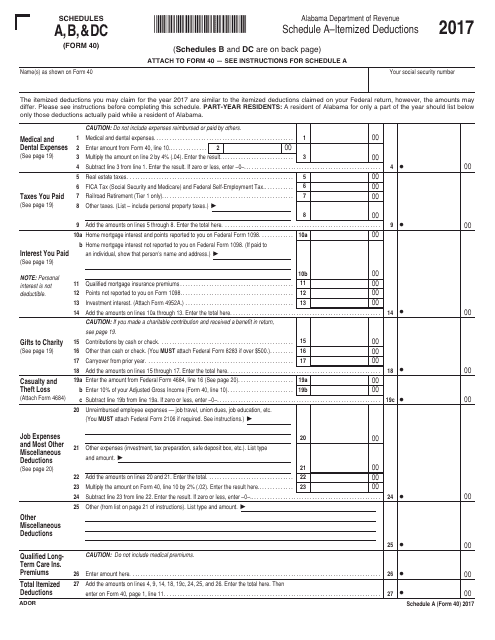 Form 40 Schedule A, B, DC 2017 Printable Pdf