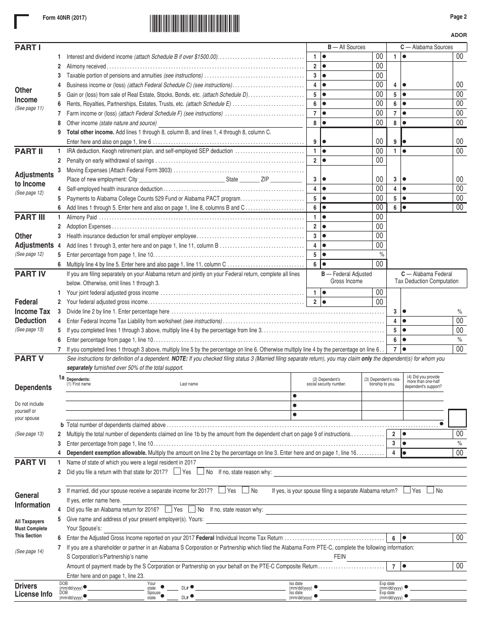 Form 40nr 2017 fill out sign online and download printable pdf