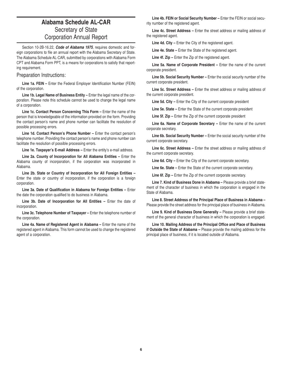 Instructions for Form PPT Alabama Business Privilege Tax Return and Annual Report - Alabama, Page 6