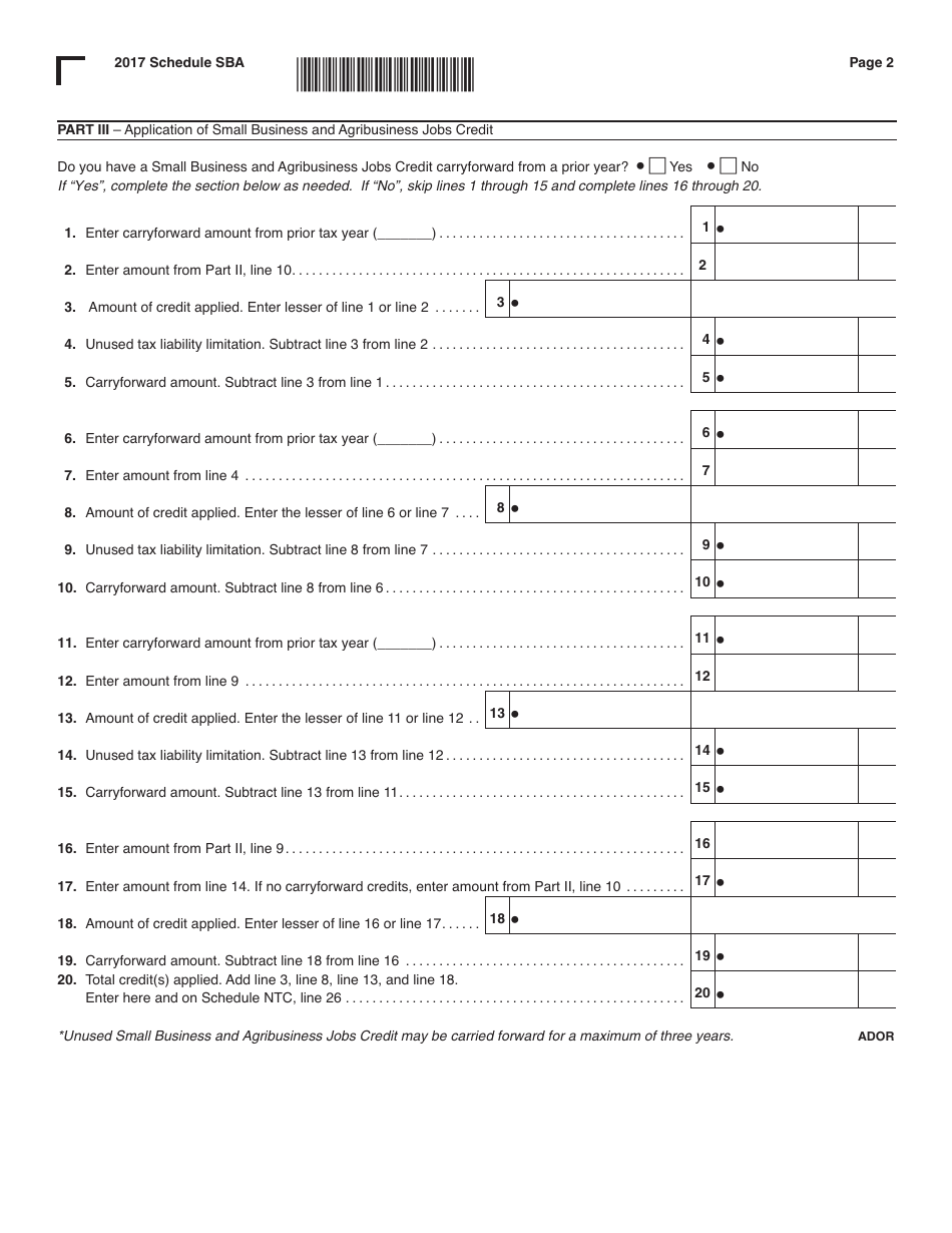 Schedule SBA Small Business and Agribusiness Jobs Credit - Alabama, Page 2