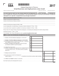Document preview: Schedule SBA Small Business and Agribusiness Jobs Credit - Alabama