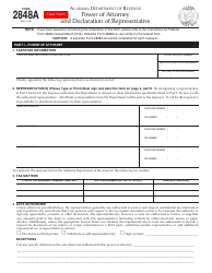 Document preview: Form 2848A Power of Attorney and Declaration of Representative - Alabama