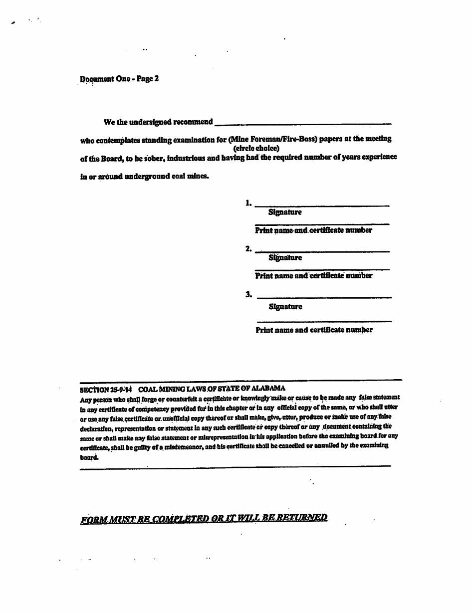 Mine Foremen / Fireboss Application Packet - Alabama, Page 4