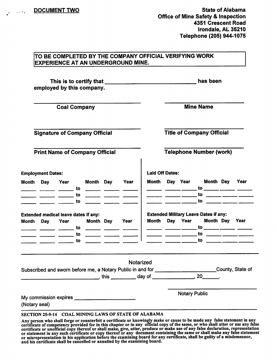 Mine Foremen / Fireboss Application Packet - Alabama, Page 5