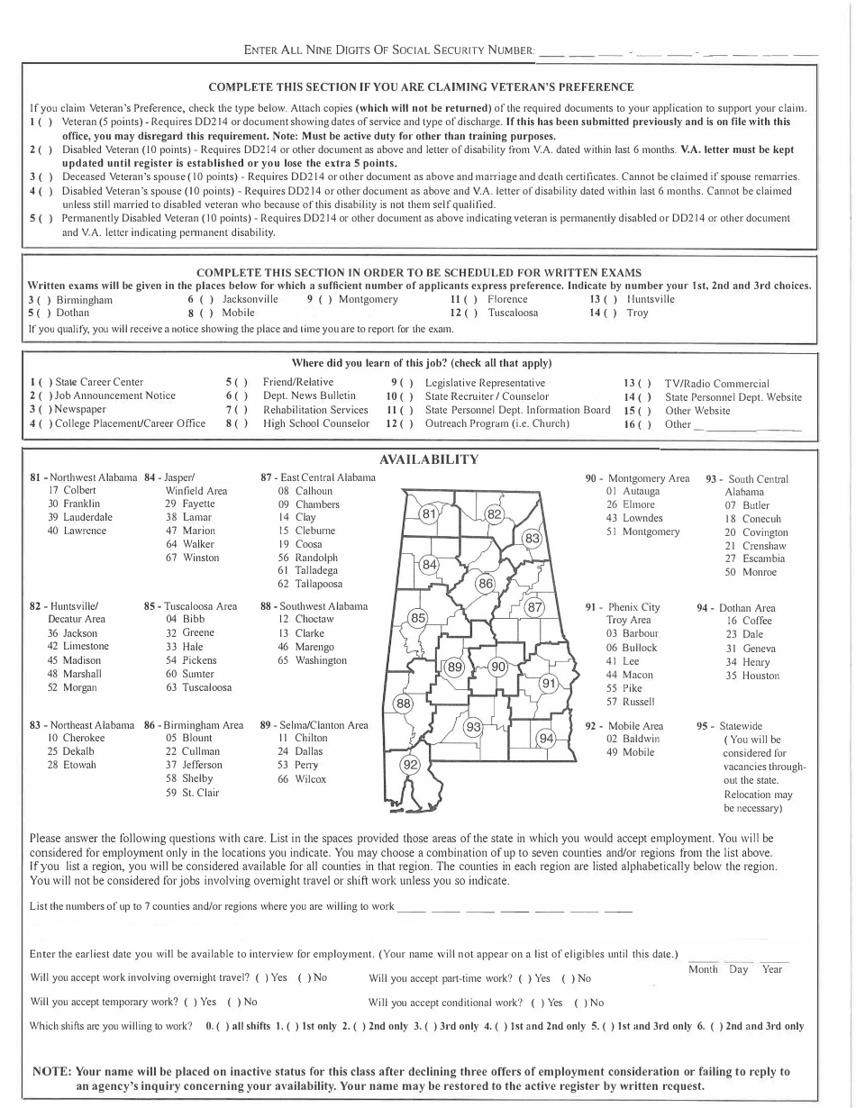 Form 3 Application for Examination - Alabama, Page 4